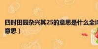 四时田园杂兴其25的意思是什么全诗(四时田园杂兴其25的意思)