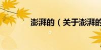 澎湃的(关于澎湃的的简介)