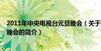 2011年中央电视台元旦晚会(关于2011年中央电视台元旦晚会的简介)