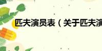 匹夫演员表(关于匹夫演员表的简介)