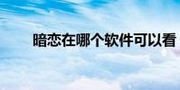 暗恋在哪个软件可以看(暗恋应用)