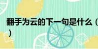 翻手为云的下一句是什么(翻手为云的下一句)