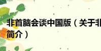 非首脑会谈中国版(关于非首脑会谈中国版的简介)