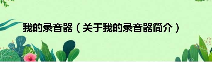 我的录音器（关于我的录音器简介）