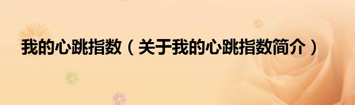 我的心跳指数（关于我的心跳指数简介
