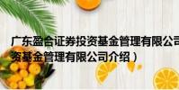广东盈合证券投资基金管理有限公司(关于广东盈合证券投资基金管理有限公司介绍)