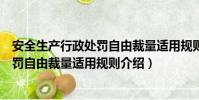 安全生产行政处罚自由裁量适用规则(关于安全生产行政处罚自由裁量适用规则介绍)