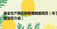 安全生产责任制管理制度规范(关于安全生产责任制管理制度规范介绍)