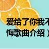 爱给了你我不后悔是什么歌（爱给了你我不后悔歌曲介绍）