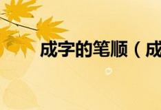 成字的笔顺（成字的笔顺是怎样的）