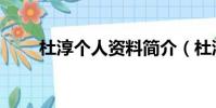 杜淳个人资料简介(杜淳早年经历)
