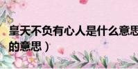 皇天不负有心人是什么意思(皇天不负有心人的意思)