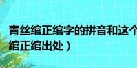 青丝绾正绾字的拼音和这个成语的解释(青丝绾正绾出处)