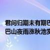 君问归期未有期巴山夜雨涨秋池的诗名是（君问归期未有期 巴山夜雨涨秋池赏析）