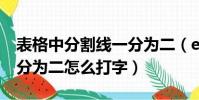 表格中分割线一分为二(excel表格分割线一分为二怎么打字)