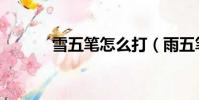 雪五笔怎么打(雨五笔怎么打)