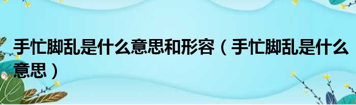 绚丽的手忙脚乱是什么意思的图像