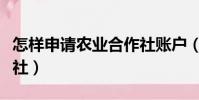 怎样申请农业合作社账户(怎样申请农业合作社)