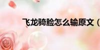 飞龙骑脸怎么输原文(飞龙骑脸)