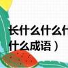 长什么什么什么成语接龙四个字（长什么什么什么成语）