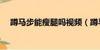 蹲马步能瘦腿吗视频(蹲马步能瘦腿吗)
