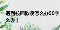 遇到校园欺凌怎么办50字(遇到校园欺凌怎么办)