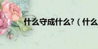 什么守成什么?(什么守成什么)