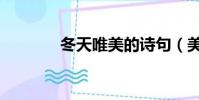 冬天唯美的诗句(美的诗句)
