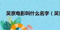 吴京电影叫什么名字(吴京电影有哪些)