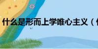 什么是形而上学唯心主义(什么是形而上学)