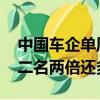 中国车企单周销量榜：比亚迪遥遥领先 比第二名两倍还多