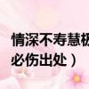 情深不寿慧极伤人是什么意思（情深不寿慧极必伤出处）