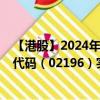 【港股】2024年08月11日上市公司名称（复星医药）股票代码（02196）实时行情