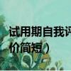 试用期自我评价简短不足之处（试用期自我评价简短）