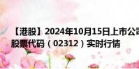 【港股】2024年10月15日上市公司名称(中国金融租赁)股票代码(02312)实时行情