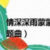 情深深雨蒙蒙主题曲藏语版（情深深雨蒙蒙主题曲）
