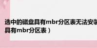 选中的磁盘具有mbr分区表无法安装系统 贴吧(选中的磁盘具有mbr分区表)